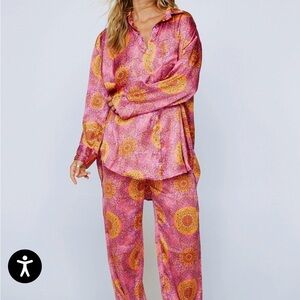 Nasty Gal Pink and Yellow Patterned Fabric